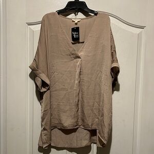 Women's Boutique Tan Silk Top